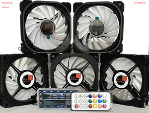 Real Buffalo Blizzard Series Black Ice 120mm ARGB PC Case Fan(5 Pack) + Controller/Remote (RB-5PK-Black Ice)