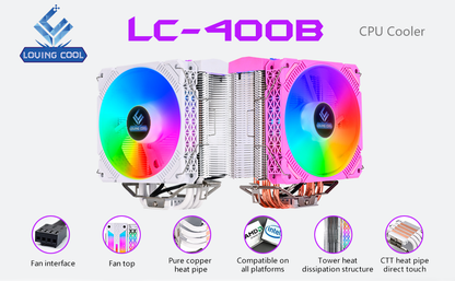 Loving Cool 120mm x 25mm ARGB CPU Fan w/Heatsink for Intel and AMD LC-400B-B