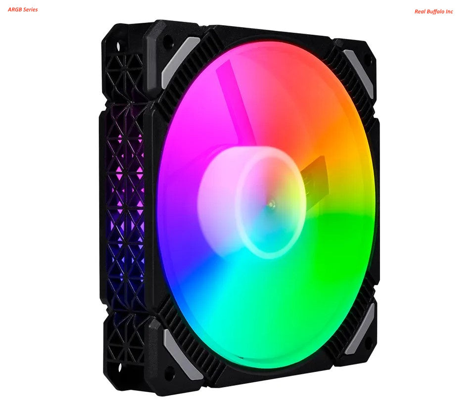 Real Buffalo ARGB Series Black 120mm ARGB PC Case Fan add-on to (RB-5PK-ARGBBL)(RB-1PC-ARGBBL)