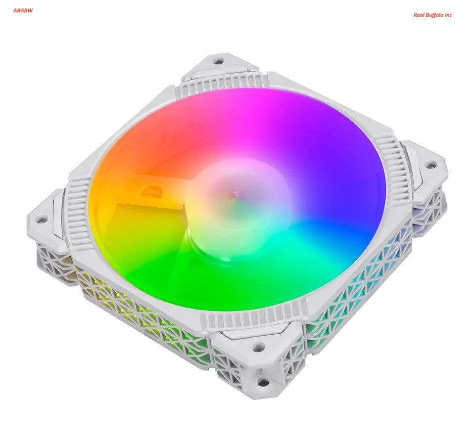 Real Buffalo ARGB Series White 120mm ARGB PC Case Fan add-on to (RB-5PK-ARGBW)(RB-1PC-ARGBW)